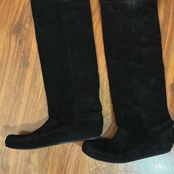 Lanvin black suede boots moccasin style size 38 - Picture 1 of 8